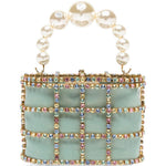 Borsa a mano con cristalli e perle holli in verde Rosantica - donna 
