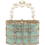 Borsa a mano con cristalli e perle holli in verde Rosantica - donna 