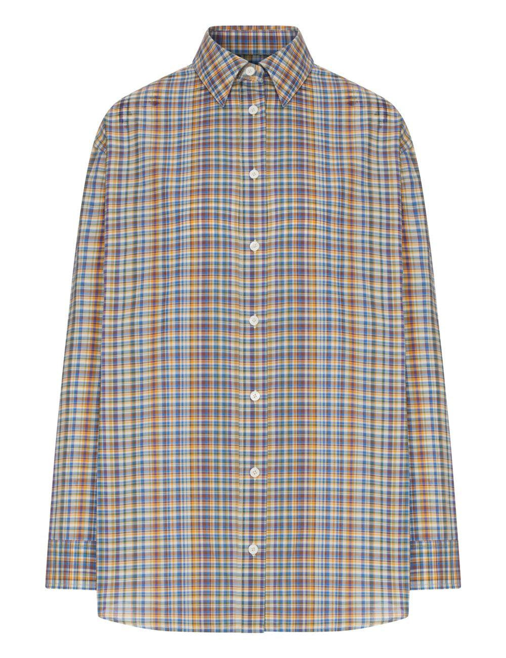 Camicia a quadri con bottoni multicolore 