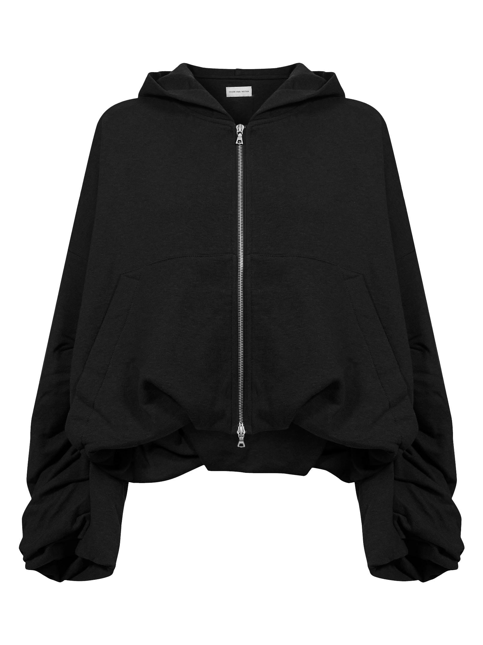 Felpa con cappuccio e zip nera 
