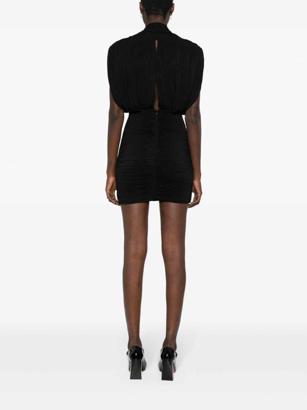Abito mini drappeggiato in nero - donna 