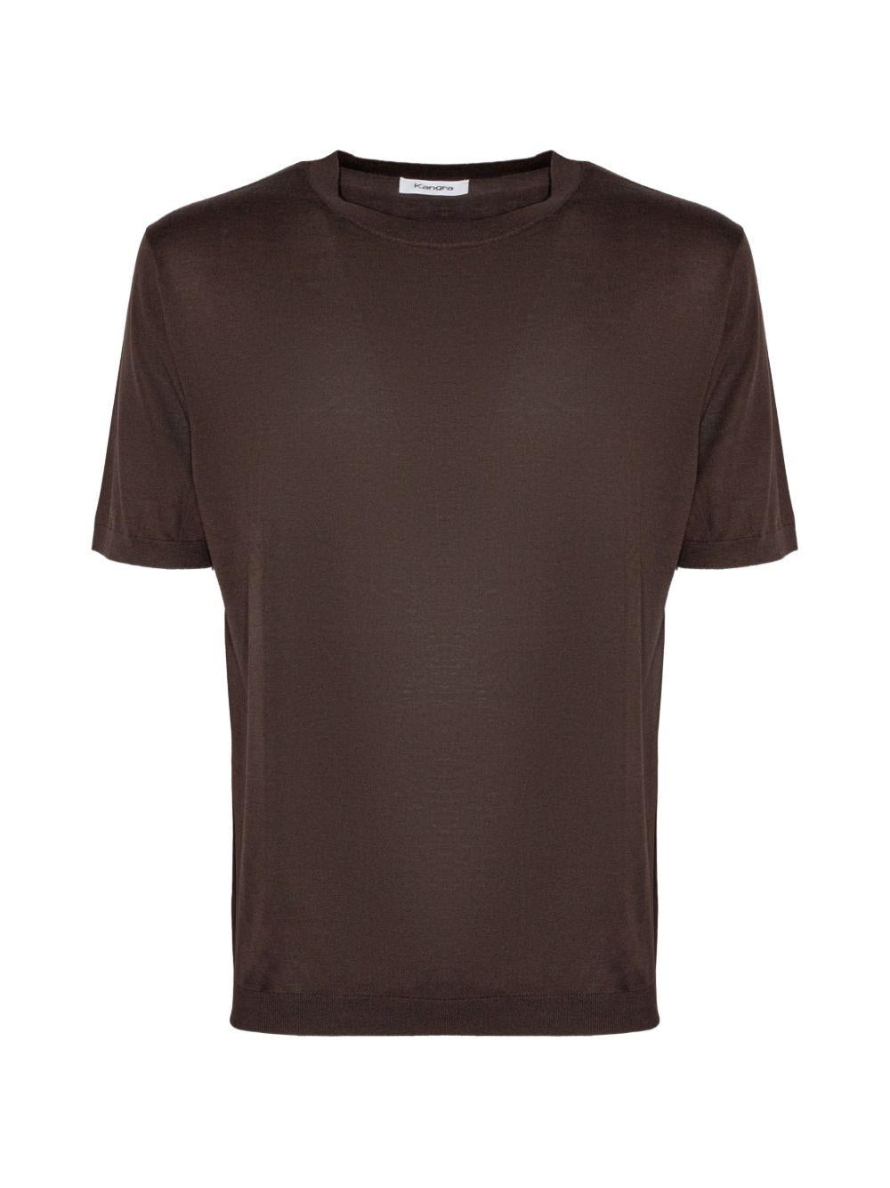 T-shirt a maniche corte in maglia  in marrone Kangra - uomo 