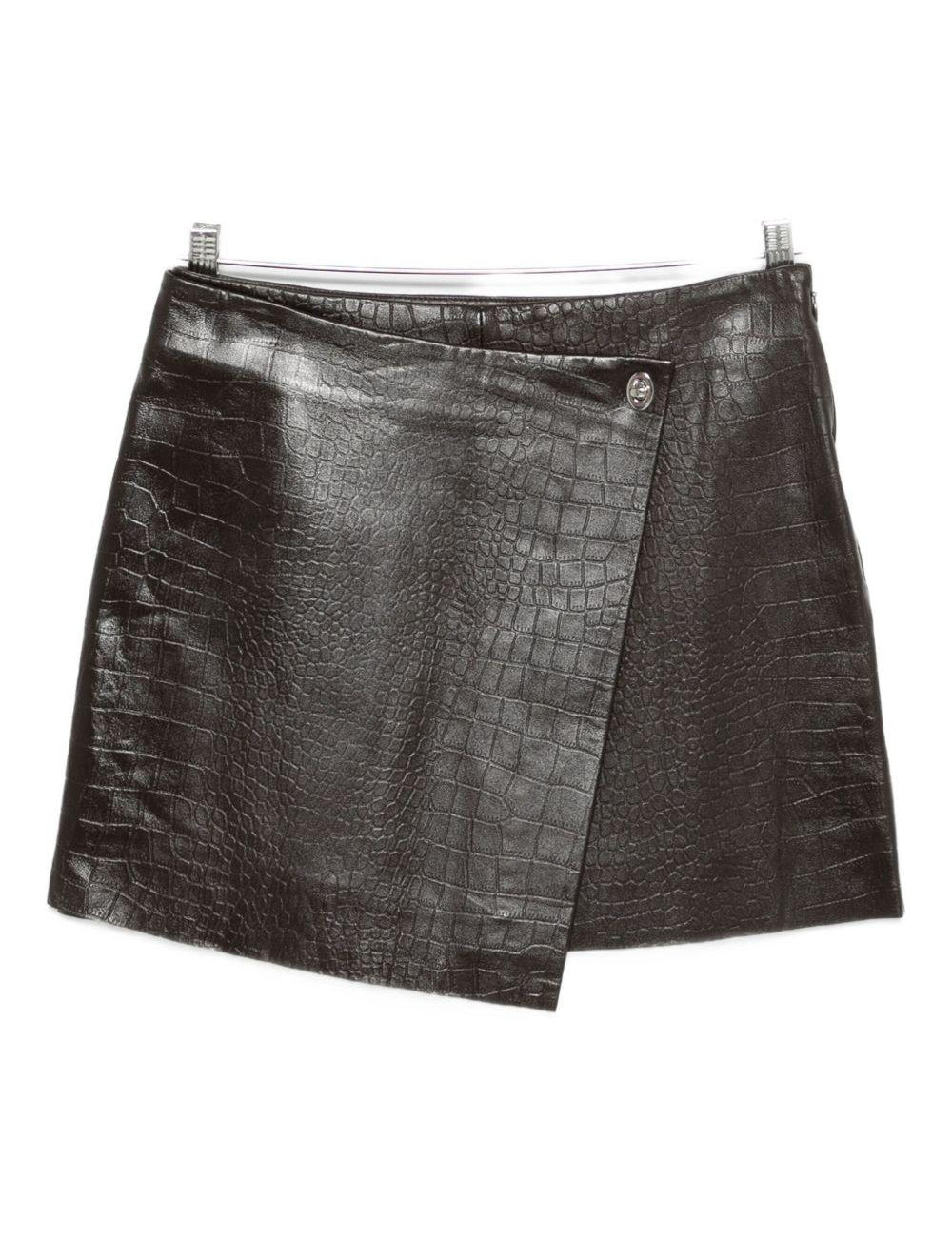 Gonna asimmetrica effetto coccodrillo in marrone scuro Stand Studio - donna 