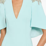 Abito lungo star shower con cristalli in celeste Jenny packham - donna 