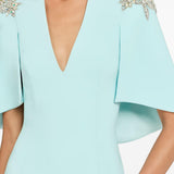 Abito lungo star shower con cristalli in celeste Jenny packham - donna 