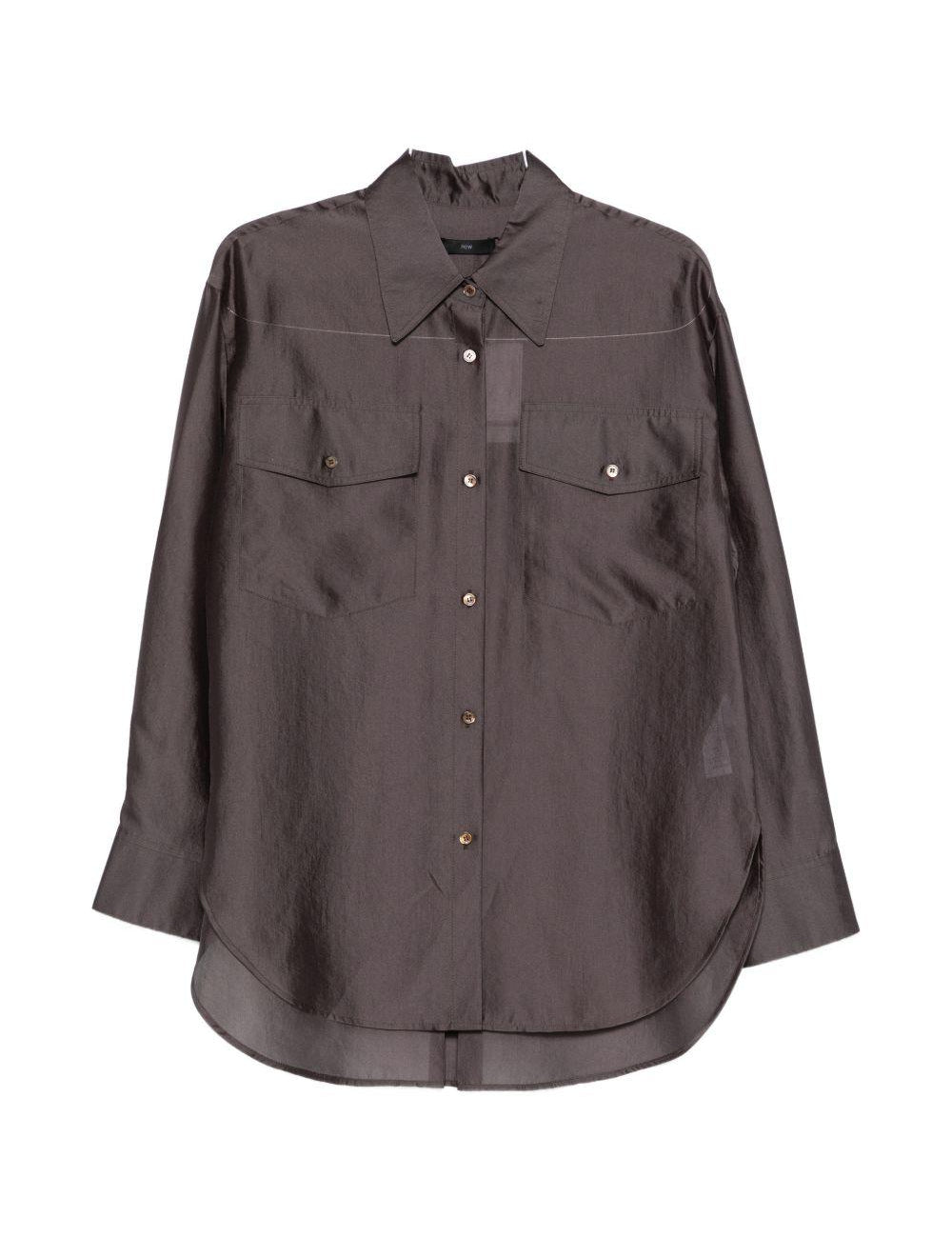 Camicia con design satinato in marrone R2w - donna 