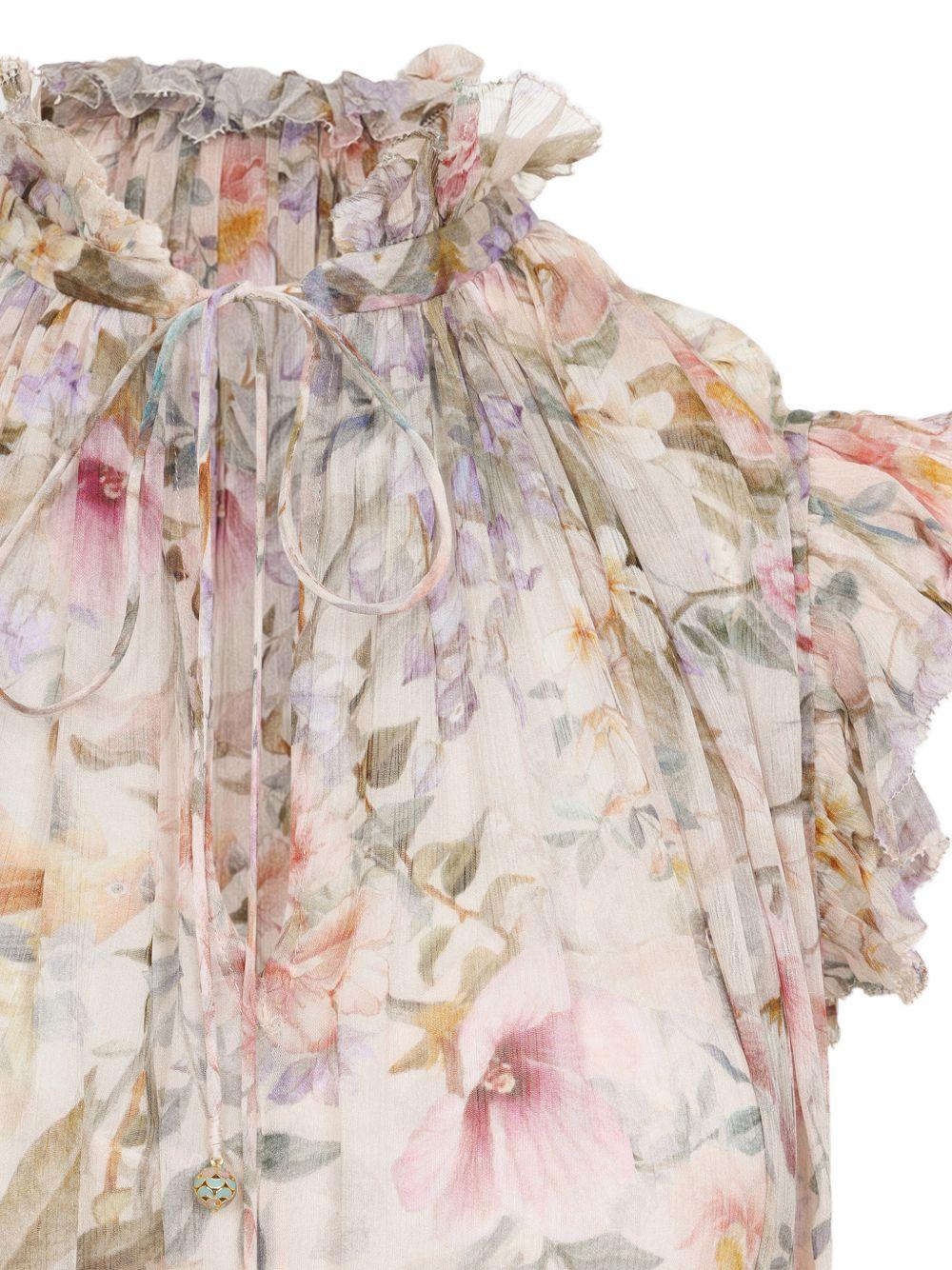 Abito midi con stampa floreale in crema Zimmermann - donna 