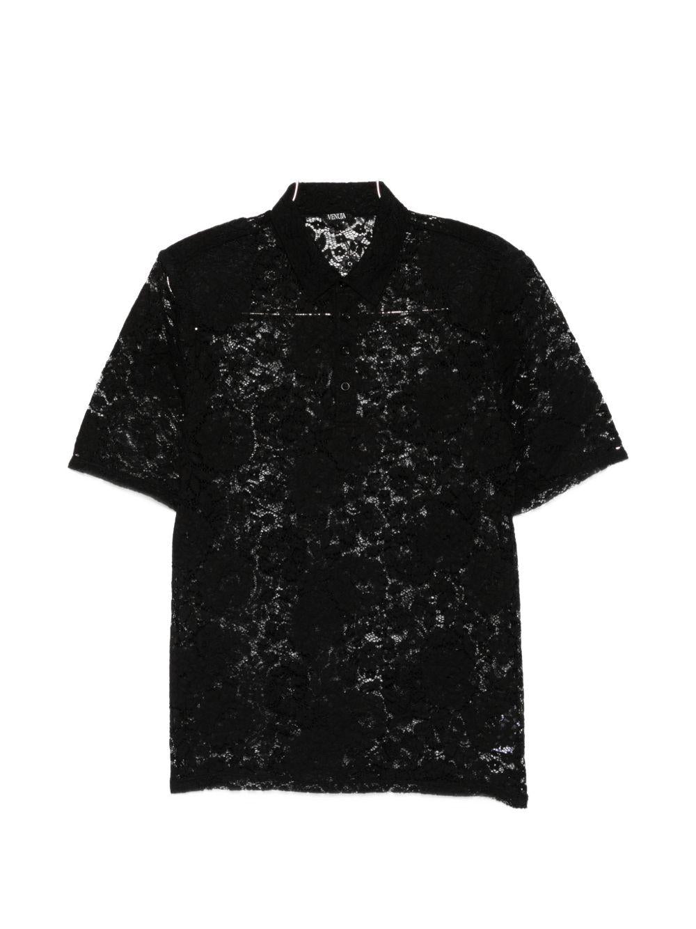 Camicia in pizzo floreale in nero Venuja - donna 