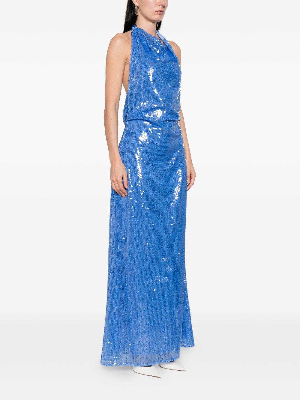 Abito drappeggiato reannon con paillettes in blu Simkhai - donna 