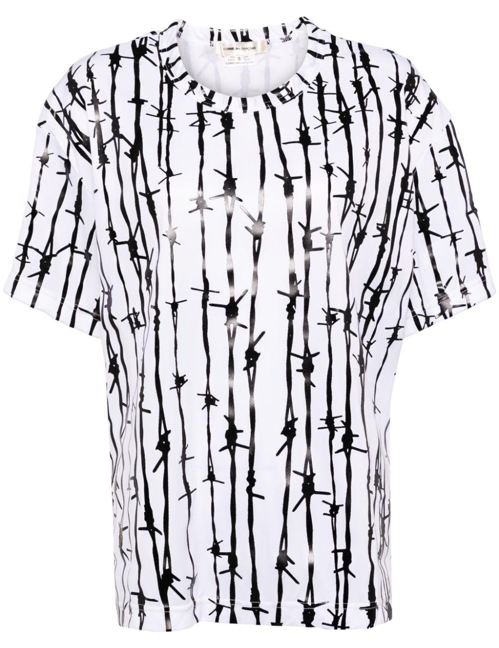 T-shirt con stampa grafica in nero e bianco Comme Des Garcons - donna 