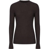 Maglione a coste in lana vergine in marrone 