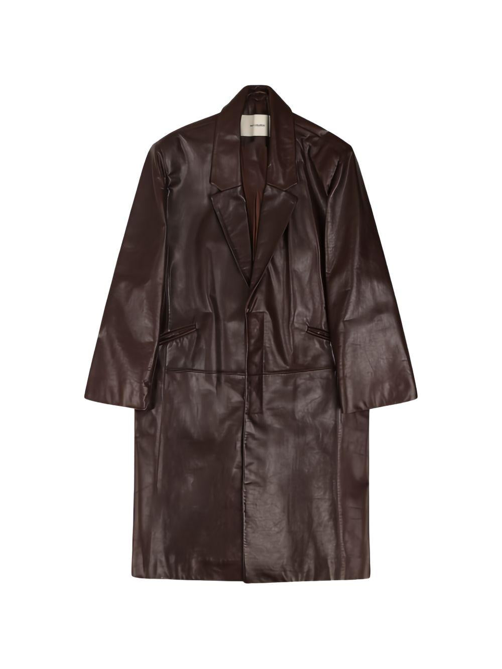 Cappotto monopetto in pelle in marrone Entire Studios - unisex 