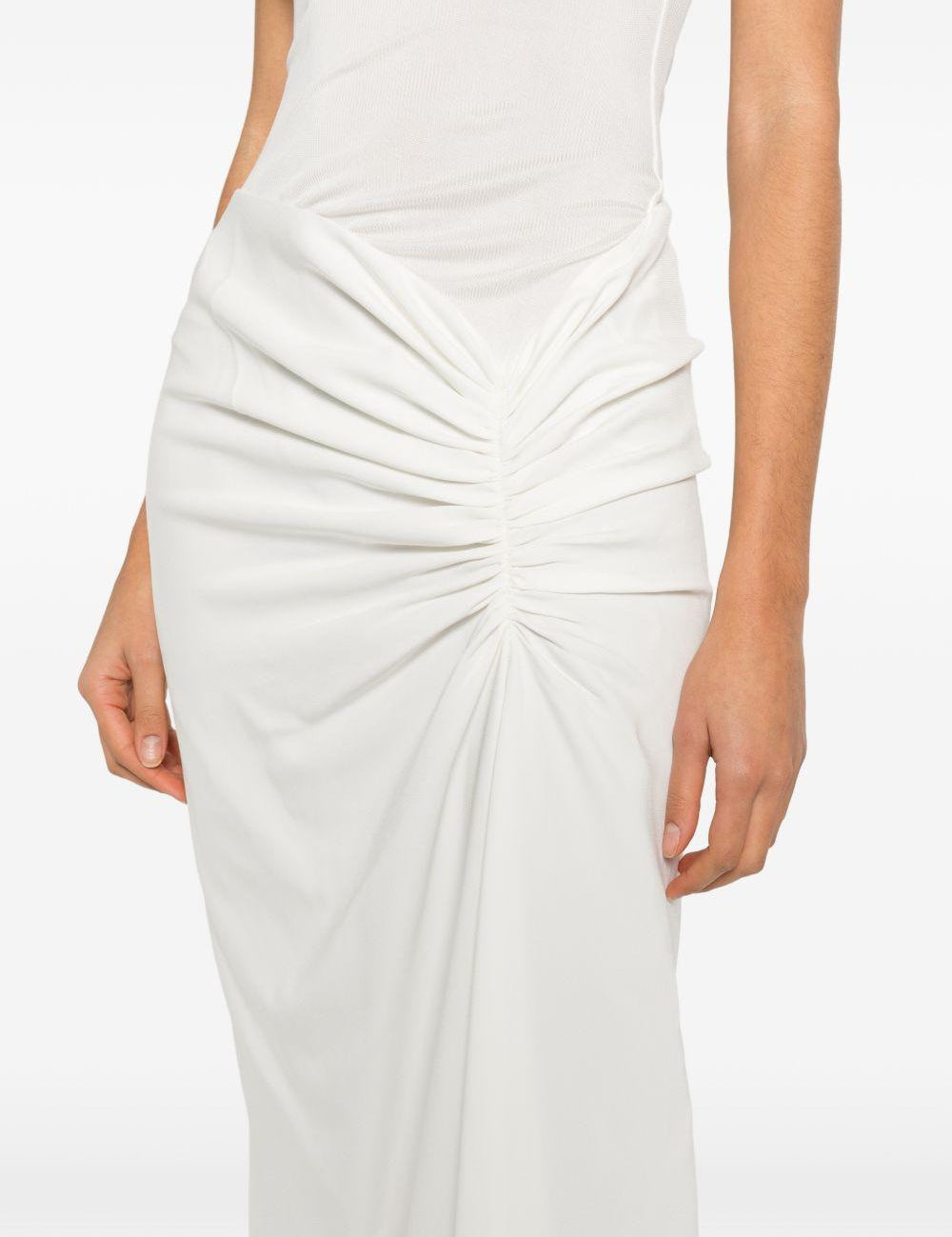 Abito lungo con collo alto e ruches in bianco Christopher esber - donna 