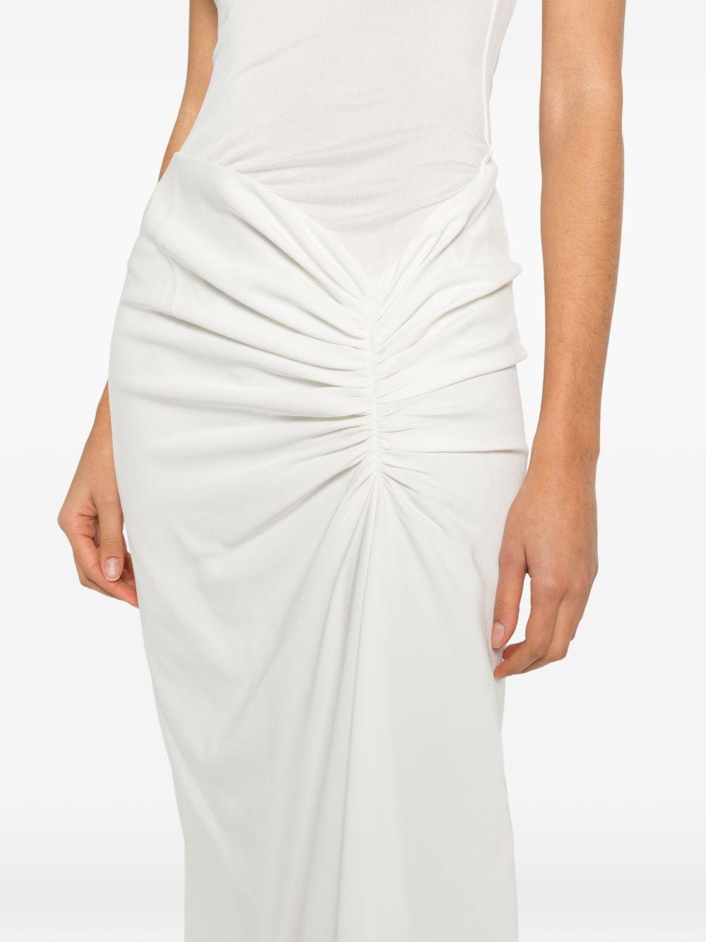 Abito lungo con collo alto e ruches in bianco Christopher esber - donna 