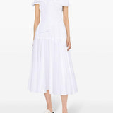 Abito midi svasato con fiocco bianco - donna 