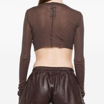 T-shirt corta a maniche lunghe in marrone Rick owens - donna 