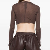 T-shirt corta a maniche lunghe in marrone Rick owens - donna 