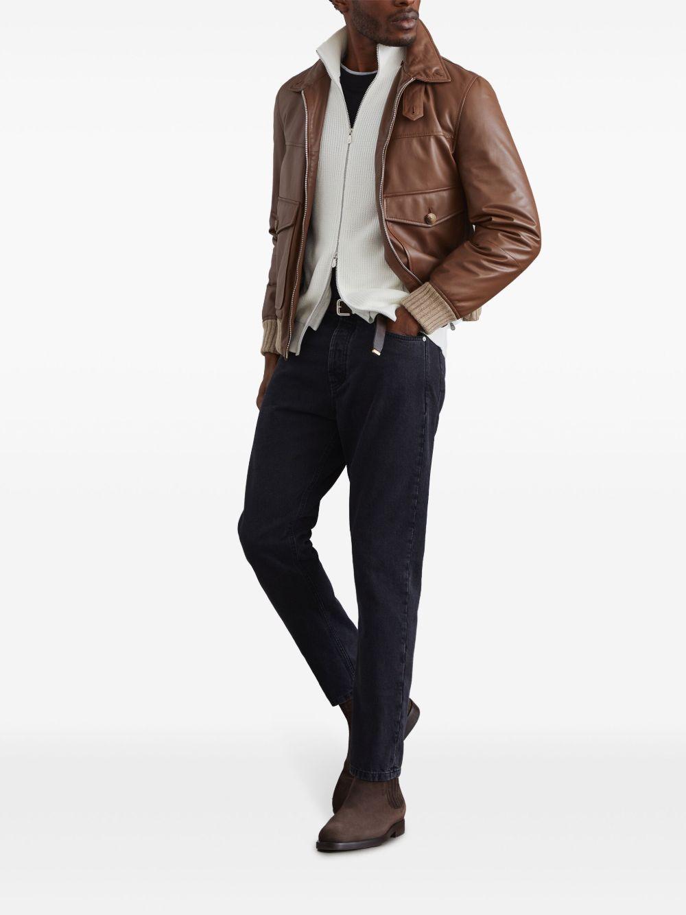T-shirt con rifinitura a contrasto in nero Brunello cucinelli - uomo 