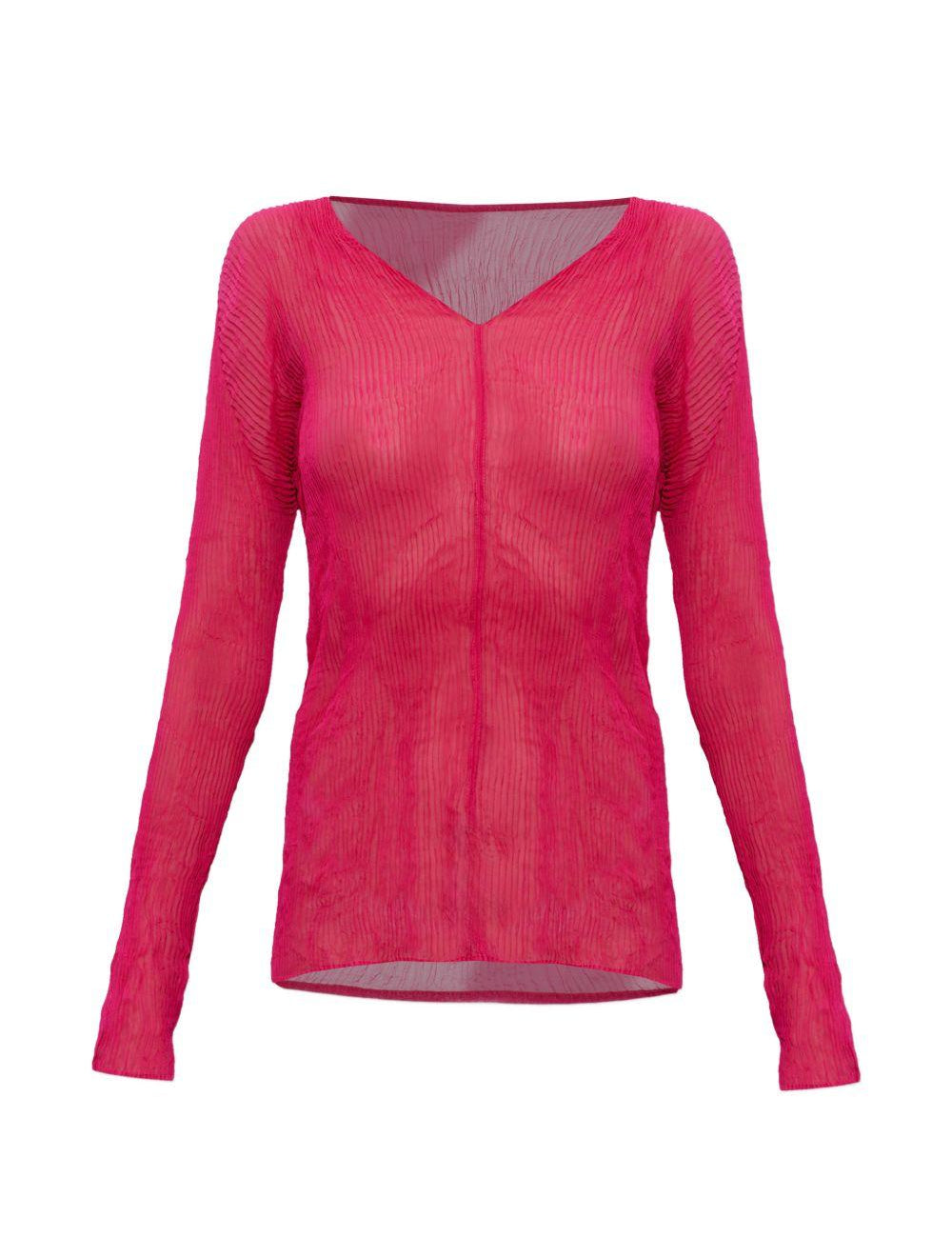 Top con scollo a v plissettato in rosa Issey miyake - donna 