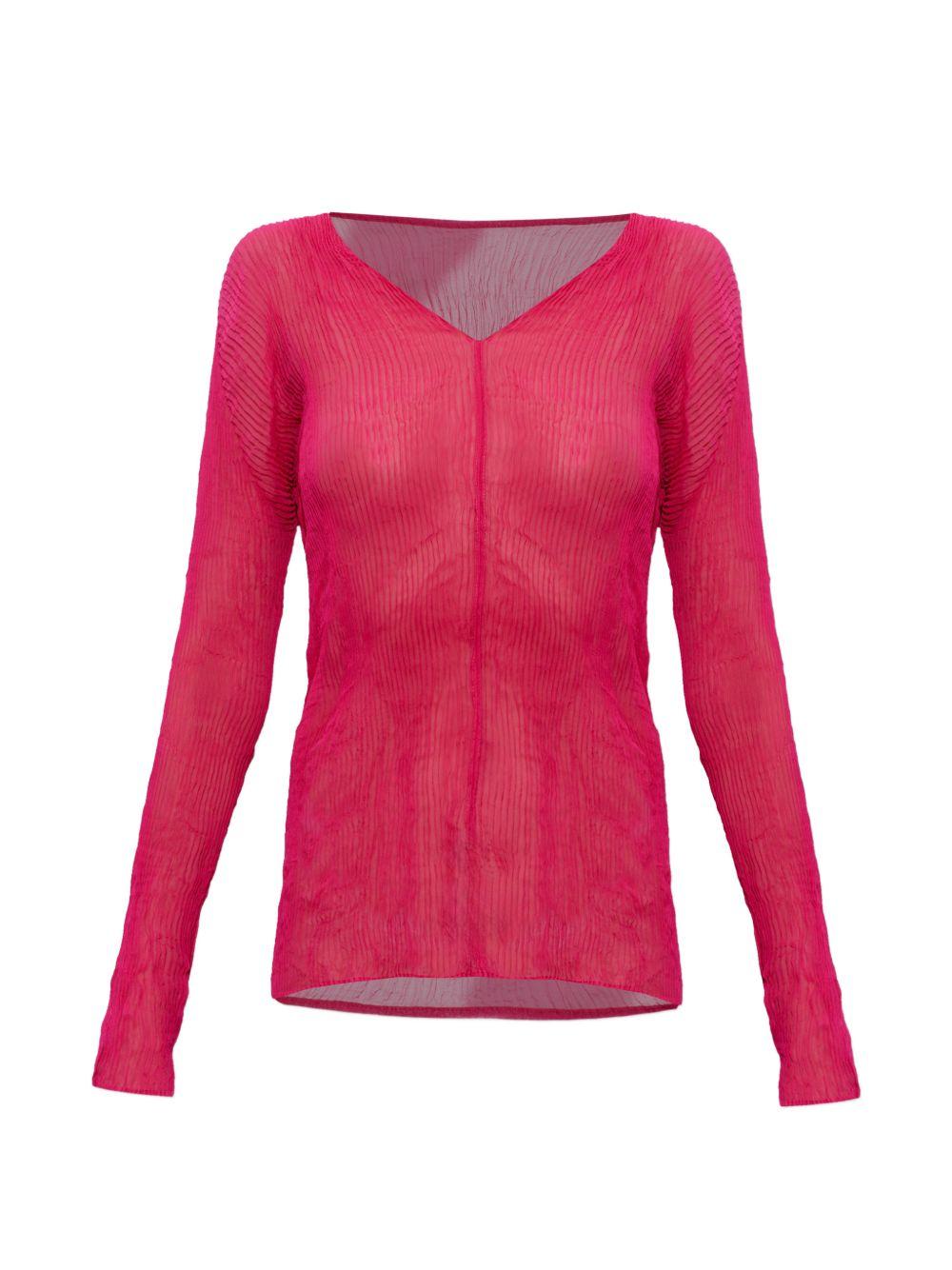 Top con scollo a v plissettato in rosa Issey miyake - donna 