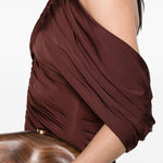 Abito midi con scollo a V in borgogna Self-Portrait - donna 