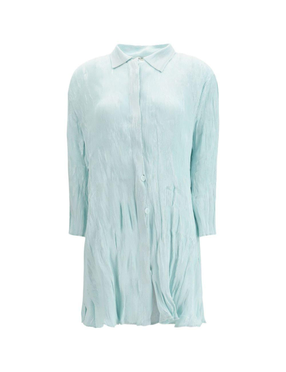 Abito Chemisier corto plissettato in azzurro GONGDID DESIGN - donna 