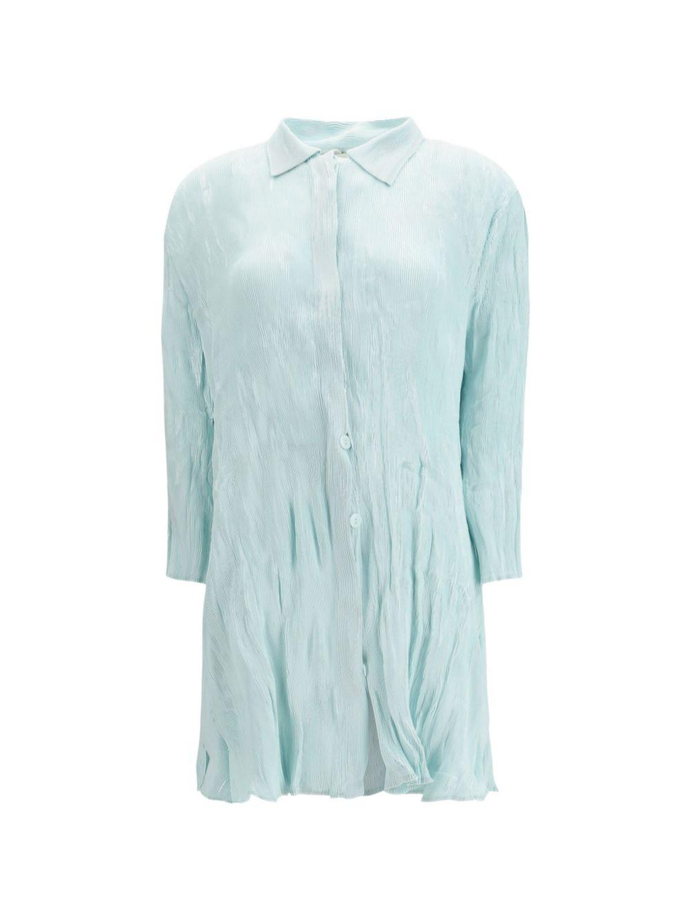 Abito Chemisier corto plissettato in azzurro GONGDID DESIGN - donna 