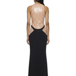 Abito maxi bicolore con paillettes in nero e beige Mugler - donna 