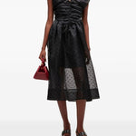 Abito corto a pois con ruches in nero Ganni - donna 