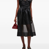 Abito corto a pois con ruches in nero Ganni - donna 
