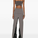 Top corto a costine sottili in grigio Rick owens - donna 