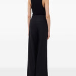 Pantaloni a gamba ampia con fibbia in nero LouLou De Saison - donna 