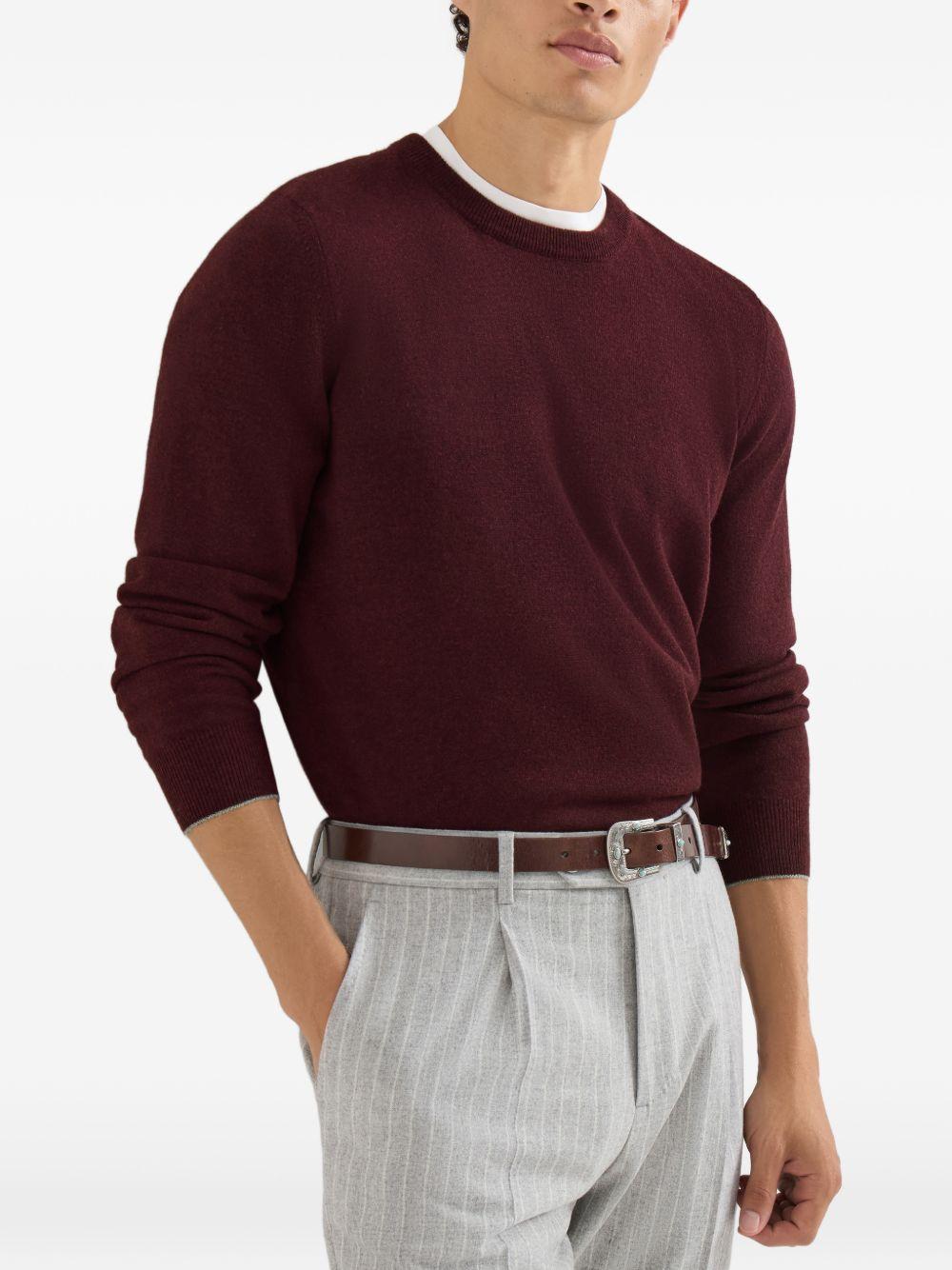 Maglione con collo rotondo in bordeaux 