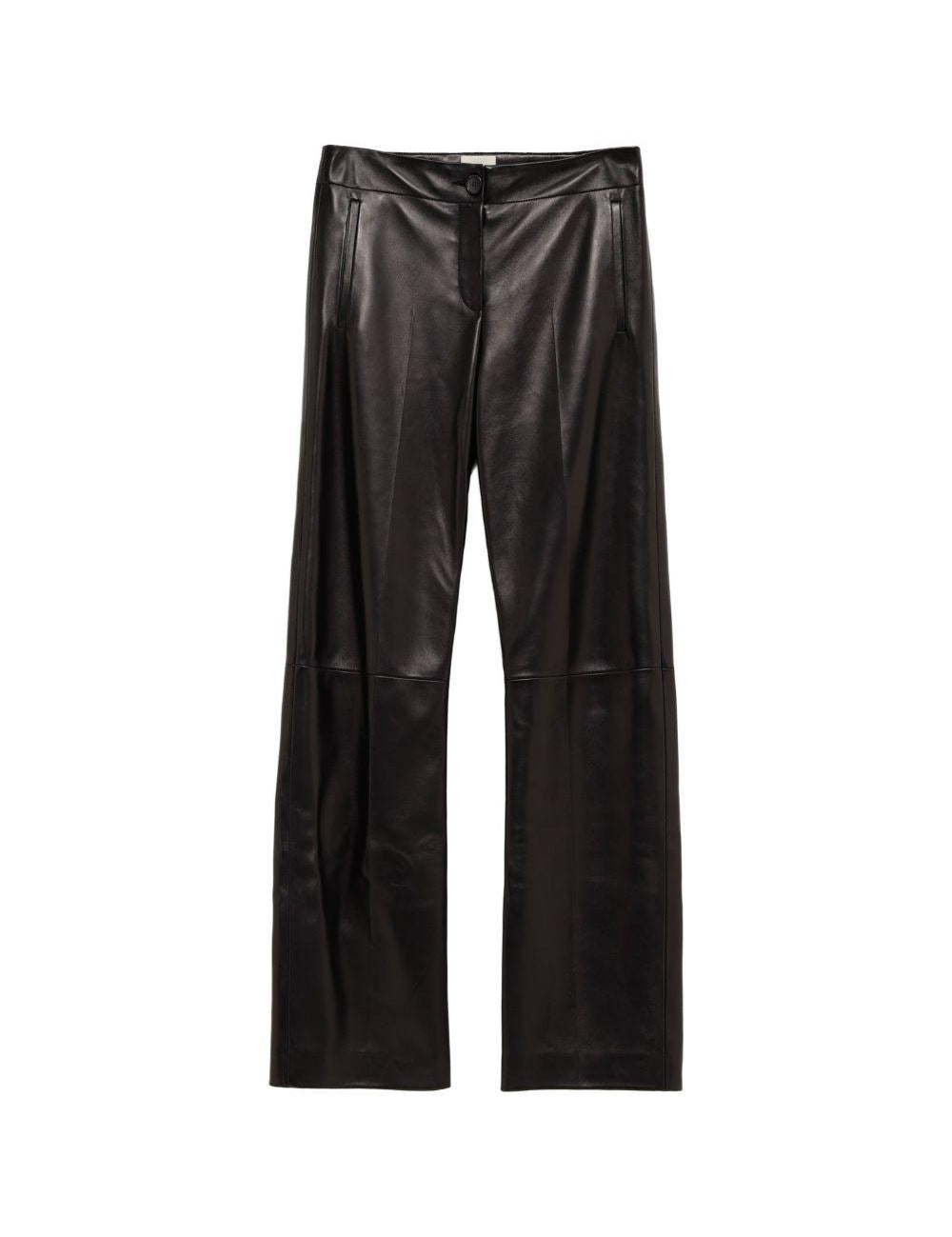 Pnataloni in pelle mita in nero Khaite - donna 