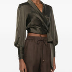 Blusa a portafoglio in verde oliva Zimmermann - donna 