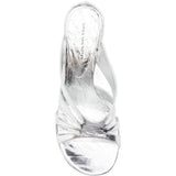 Mules con tacco in pelle metallizzata in argento Dries van noten - donna 