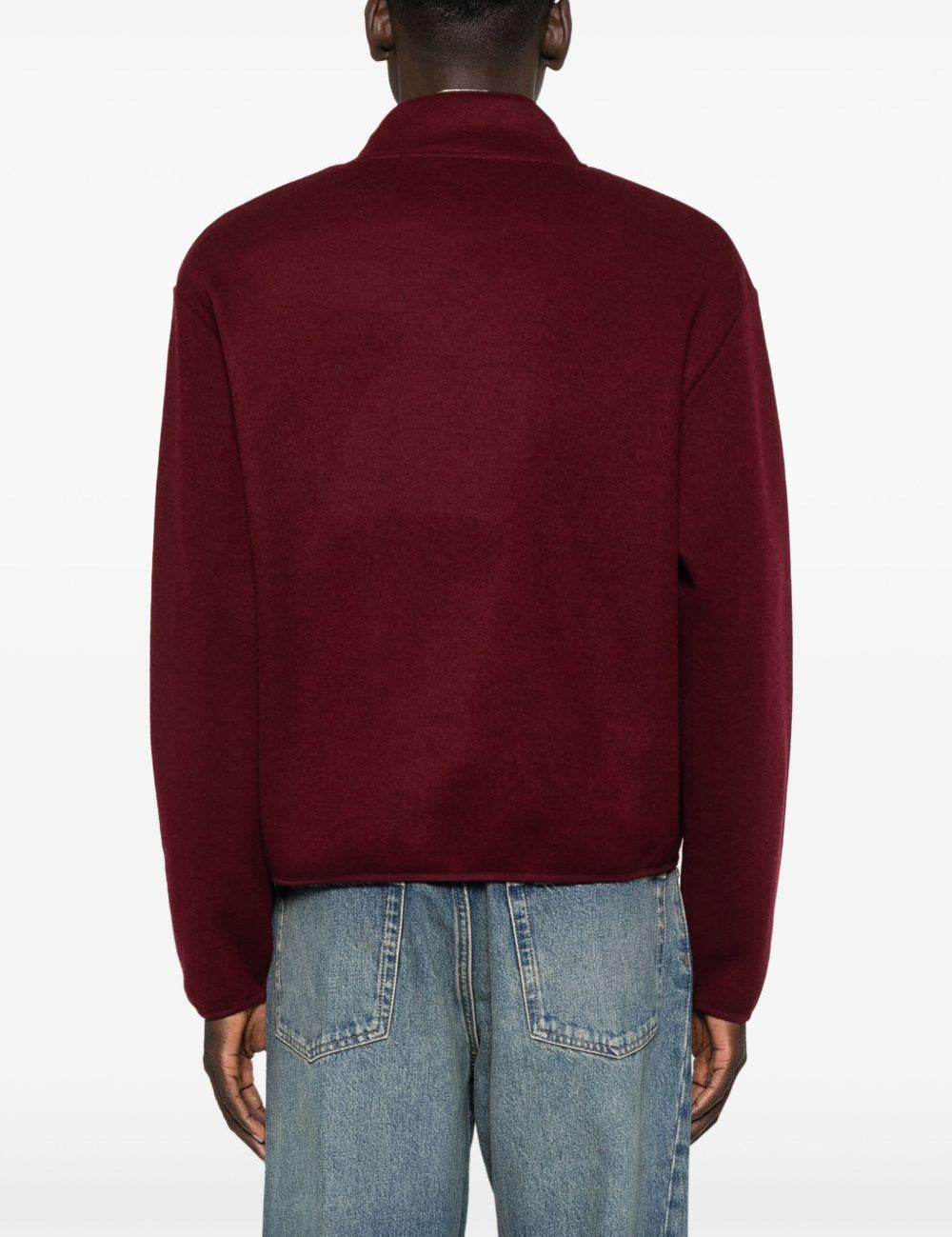 Felpa in lana con mezza zip in bordeaux Sunflower - uomo 
