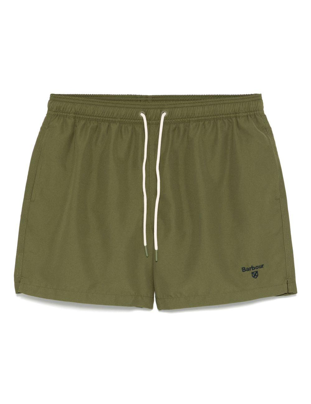 Costume da bagno con logo ricamato in verde Barbour - uomo 