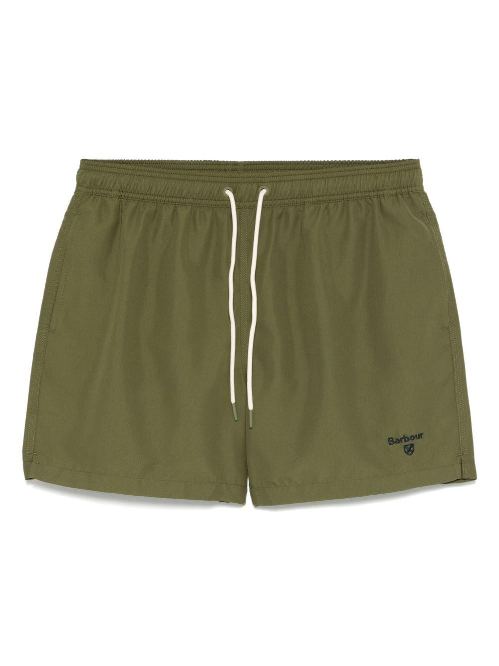 Costume da bagno con logo ricamato in verde Barbour - uomo 