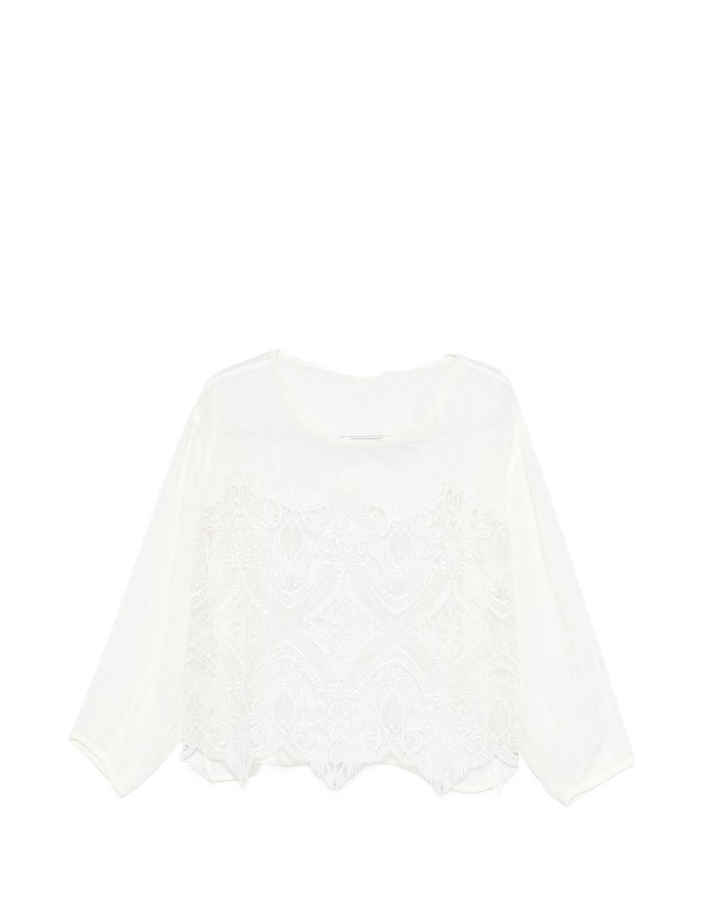 Top con inserti in pizzo in bianco Maurizio - donna 