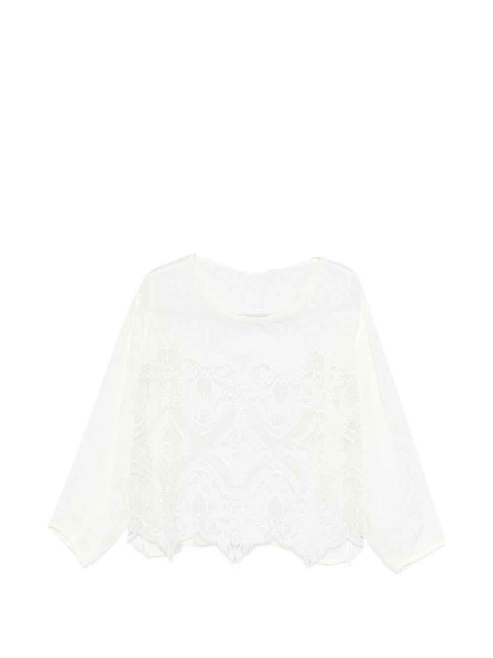 Top con inserti in pizzo in bianco Maurizio - donna 