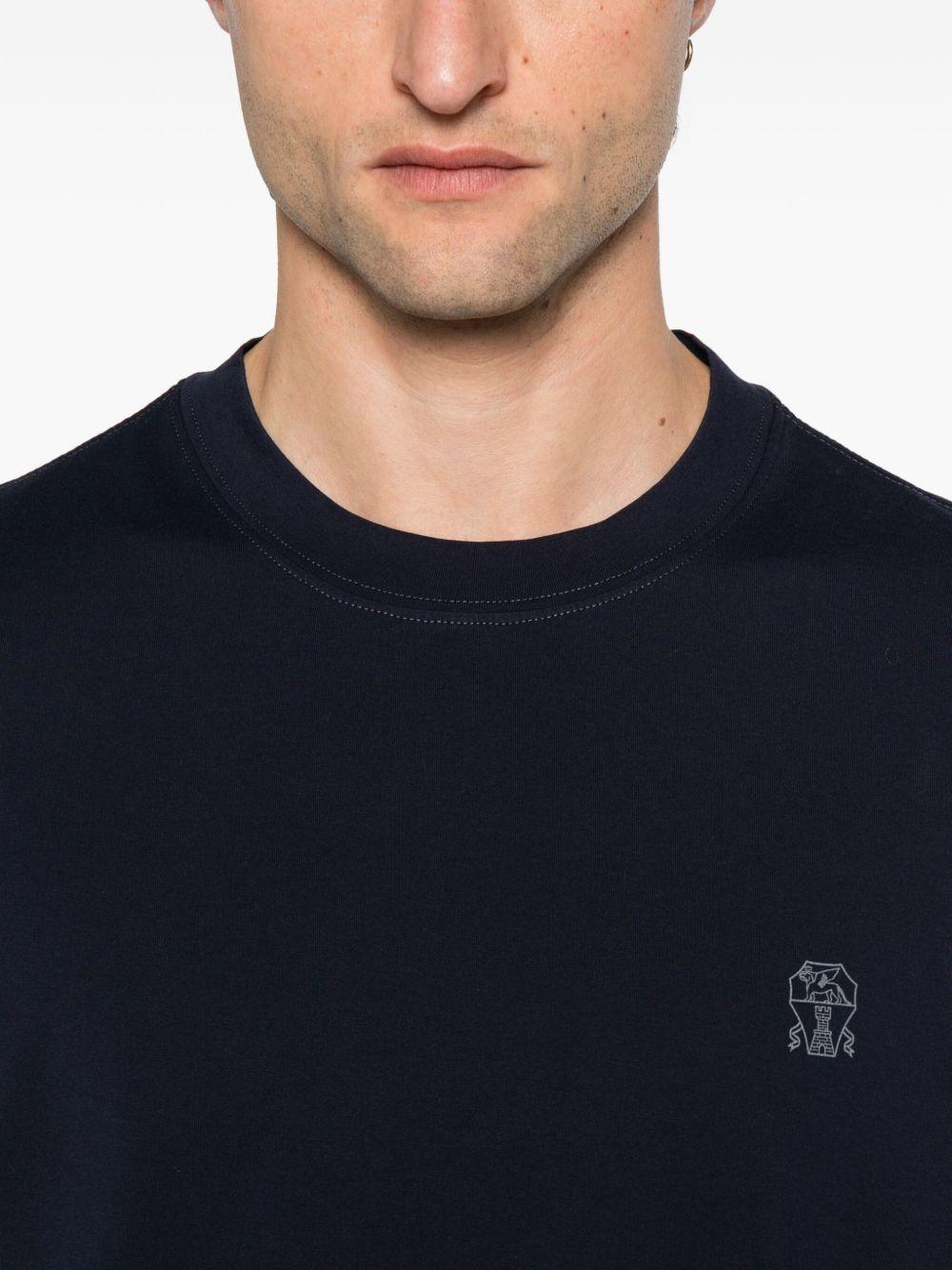 T-shirt a maniche corte in blu Brunello Cucinelli - uomo 