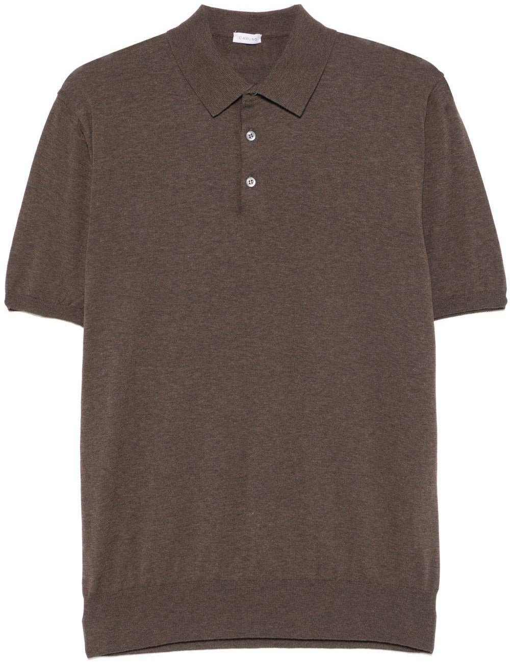 Polo in cotone in marrone Caruso - uomo 