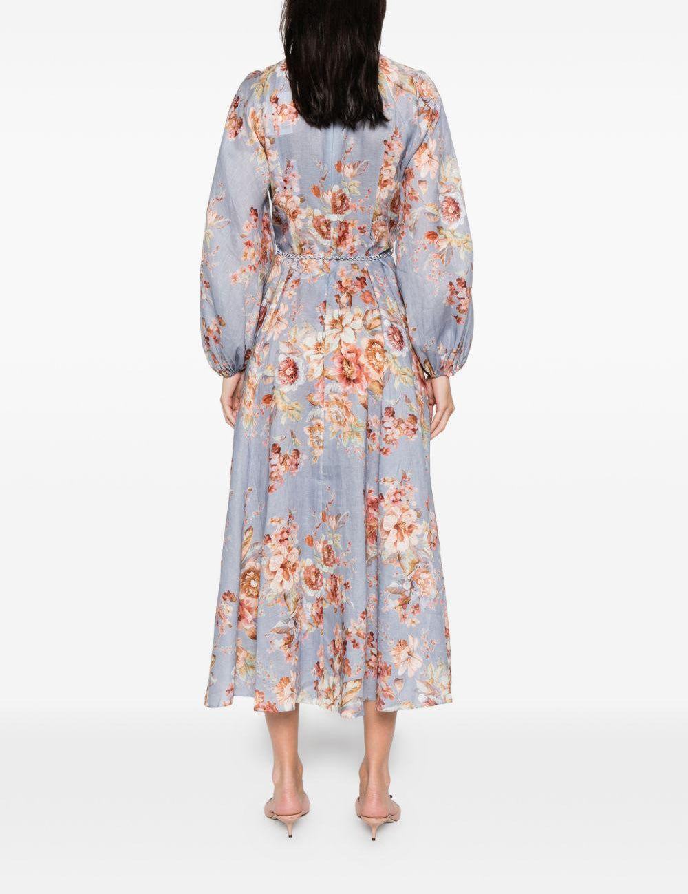 Abito midi a fiori Awaken Billow in blu Zimmermann - donna 