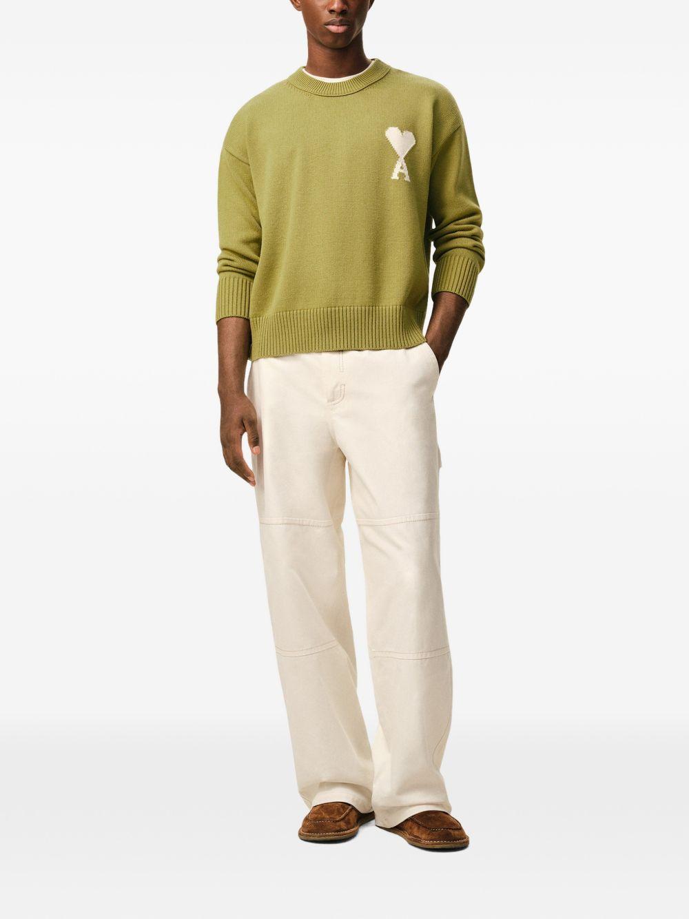 Maglione girocollo in verde Ami paris - uomo 