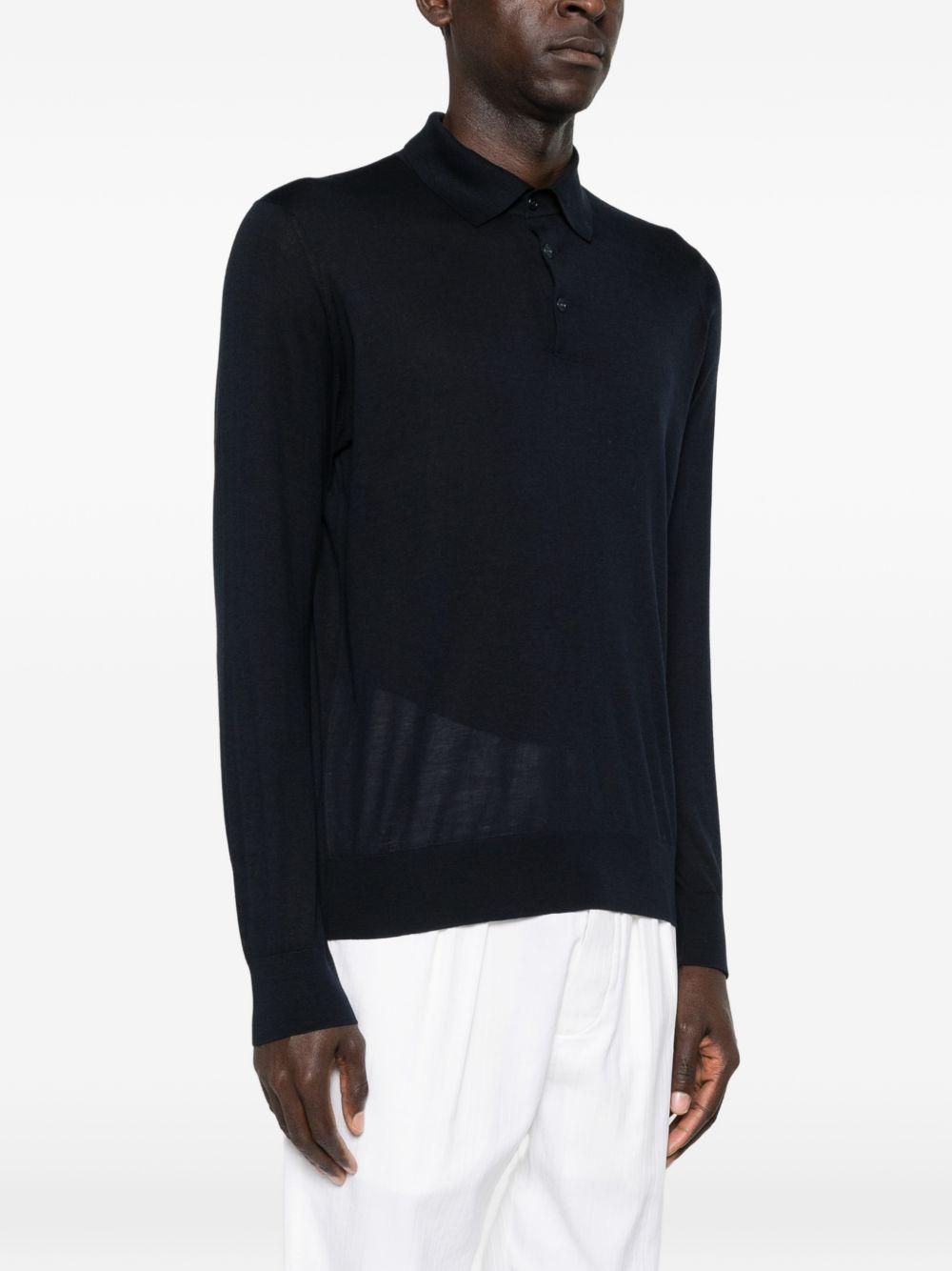Polo a maniche lunghe in blu Brunello cucinelli - uomo 