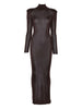 Self-portrait brown high-neck dress - women
