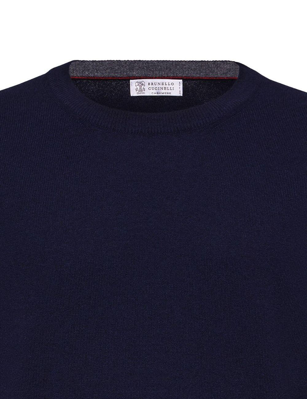 Maglione a girocollo in blu Brunello cucinelli - uomo 