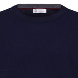 Maglione a girocollo in blu Brunello cucinelli - uomo 