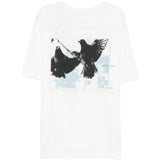 T-shirt con stampa grafica in bianco Oamc peacemaker - uomo 